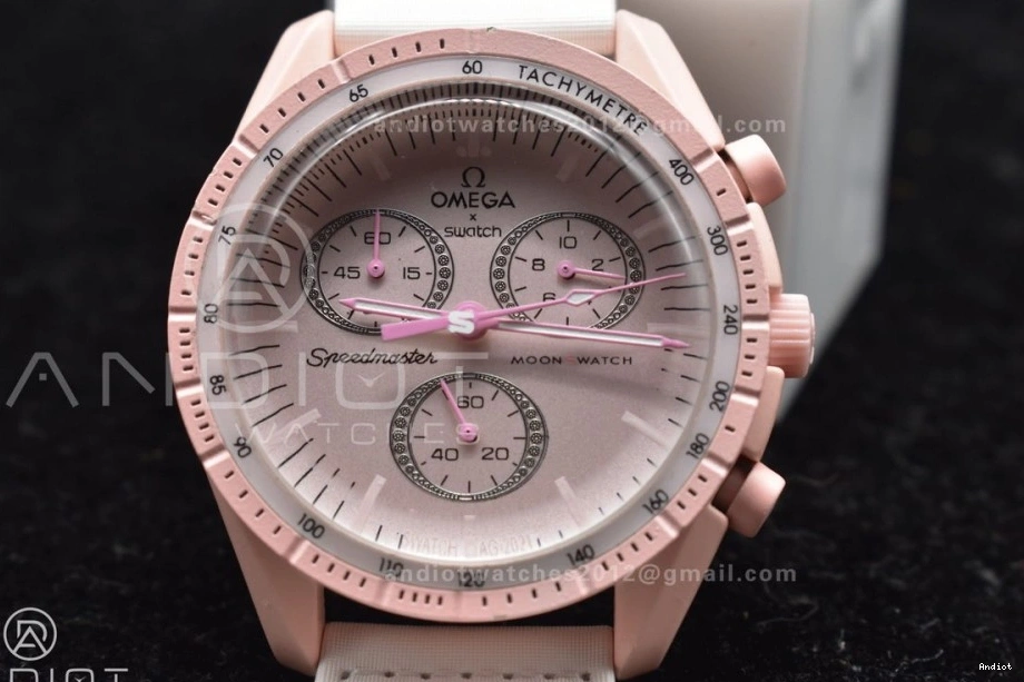 Venus Moonwatch Swatch Omega Bioceramic Mission Nylon on to Quartz Strap x 0128